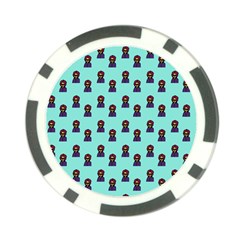 Nerdy 60s  Girl Pattern Aqua Poker Chip Card Guard