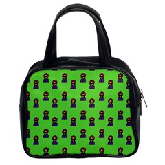 Nerdy 60s  Girl Pattern Green Classic Handbag (two Sides)