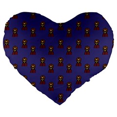 Nerdy 60s  Girl Pattern Dark Purple Large 19  Premium Flano Heart Shape Cushions by snowwhitegirl