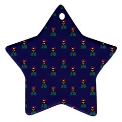 Nerdy 60s  Girl Pattern Blue Star Ornament (two Sides)