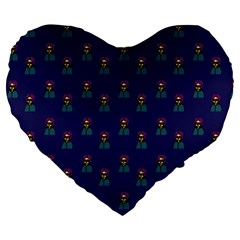 Nerdy 60s  Girl Pattern Blue Large 19  Premium Heart Shape Cushions by snowwhitegirl