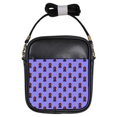 Nerdy 60s  Girl Pattern Purple Girls Sling Bag by snowwhitegirl