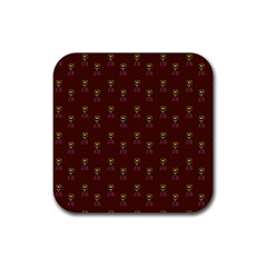 Nerdy 60s  Girl Pattern Red Rubber Coaster (square)  by snowwhitegirl