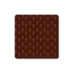 Nerdy 60s  Girl Pattern Red Square Magnet