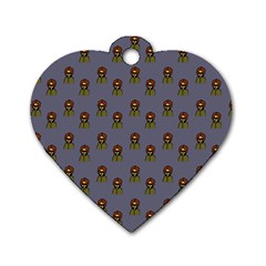 Nerdy 60s  Girl Pattern Light Grey Dog Tag Heart (one Side)