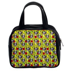 Heart Skeleton Face Pattern Yellow Classic Handbag (two Sides)