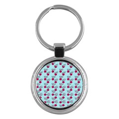 Cherries An Bats Aqua Key Chain (Round)