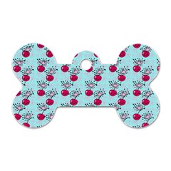 Cherries An Bats Aqua Dog Tag Bone (One Side)