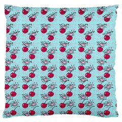 Cherries An Bats Aqua Large Flano Cushion Case (One Side)