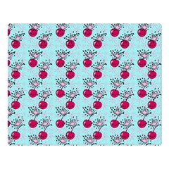 Cherries An Bats Aqua Double Sided Flano Blanket (Large) 