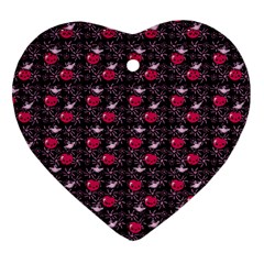 Cherries An Bats Black Heart Ornament (two Sides)