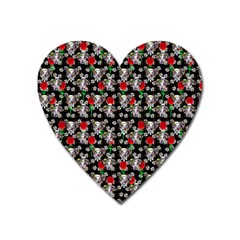 Heart Skeleton Face Pattern Black Heart Magnet