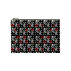 Heart Skeleton Face Pattern Black Cosmetic Bag (medium) by snowwhitegirl