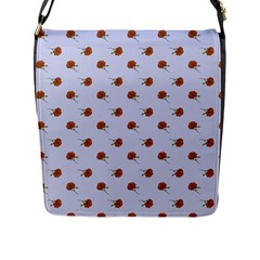 Peach Rose Blue Flap Closure Messenger Bag (l) by snowwhitegirl