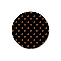 Peach Rose Black Magnet 3  (round)