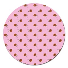Peach Rose Pink Magnet 5  (round)