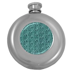 Knitted Wool Blue Round Hip Flask (5 Oz)