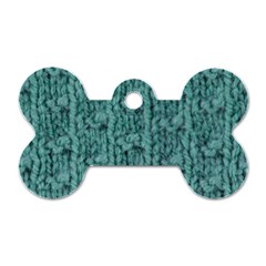 Knitted Wool Blue Dog Tag Bone (two Sides)