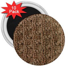 Knitted Wool Brown 3  Magnets (10 Pack)  by snowwhitegirl