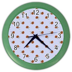 Peach Rose Blue Color Wall Clock