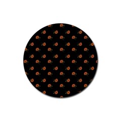 Peach Rose Black Rubber Coaster (round)  by snowwhitegirl