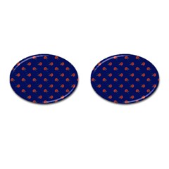 Red Rose Blue Cufflinks (oval) by snowwhitegirl