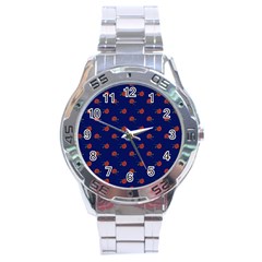 Red Rose Blue Stainless Steel Analogue Watch by snowwhitegirl