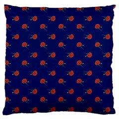 Red Rose Blue Large Flano Cushion Case (one Side)