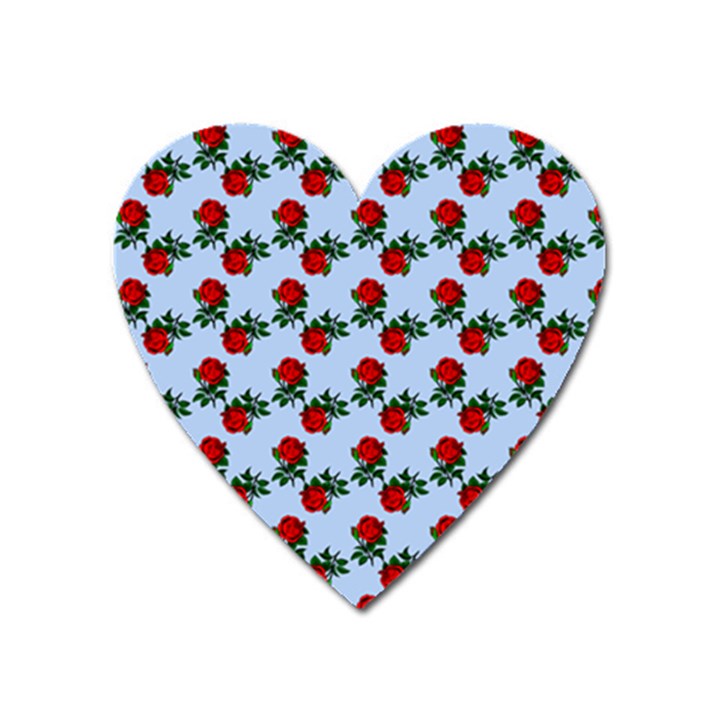 Red Roses Light Blue Heart Magnet