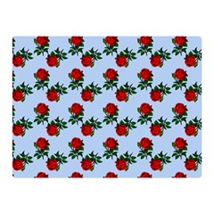 Red Roses Light Blue Double Sided Flano Blanket (mini)  by snowwhitegirl