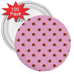 Peach Rose Pink 3  Buttons (100 Pack)  by snowwhitegirl