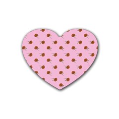 Peach Rose Pink Heart Coaster (4 Pack) 