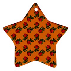 Red Roses Orange Ornament (Star)