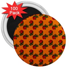Red Roses Orange 3  Magnets (100 pack)