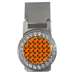 Red Roses Orange Money Clips (CZ) 