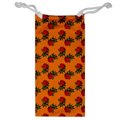 Red Roses Orange Jewelry Bag