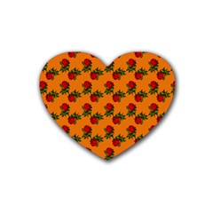 Red Roses Orange Heart Coaster (4 pack) 