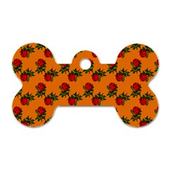 Red Roses Orange Dog Tag Bone (One Side)