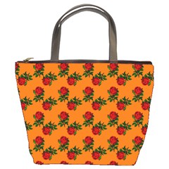 Red Roses Orange Bucket Bag