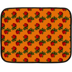 Red Roses Orange Fleece Blanket (mini)