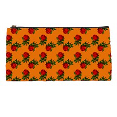 Red Roses Orange Pencil Cases