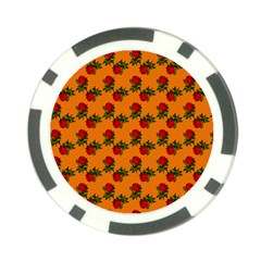Red Roses Orange Poker Chip Card Guard (10 pack)