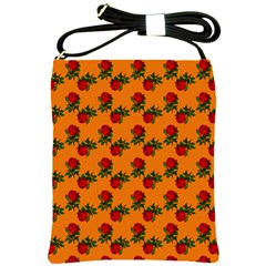 Red Roses Orange Shoulder Sling Bag