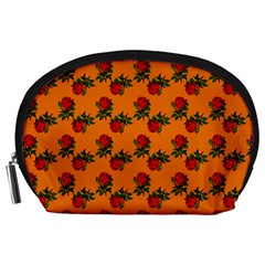 Red Roses Orange Accessory Pouch (Large)