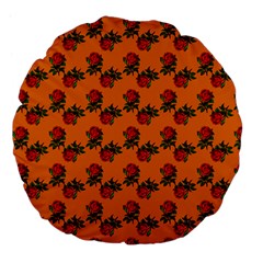 Red Roses Orange Large 18  Premium Flano Round Cushions