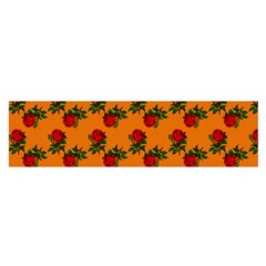 Red Roses Orange Satin Scarf (Oblong)