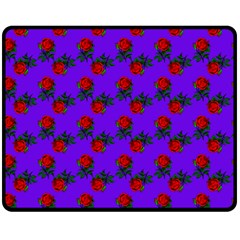 Red Roses Blue Purple Fleece Blanket (medium)  by snowwhitegirl