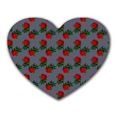 Red Roses Grey Heart Mousepads by snowwhitegirl