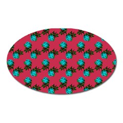 Blue Roses Pink Oval Magnet by snowwhitegirl