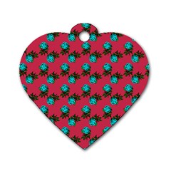 Blue Roses Pink Dog Tag Heart (one Side) by snowwhitegirl